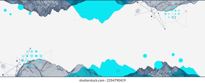 Abstract wireframe mountain background. Modern science or technology art elements. Surface illustration. Vector