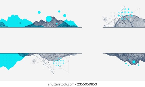 Abstract wireframe mountain background. Modern science or technology art elements. Surface illustration. Vector