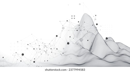 Abstract wireframe mountain background. Modern science or technology art elements. Surface illustration.
