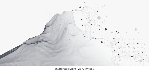 Abstract wireframe mountain background. Modern science or technology art elements. Surface illustration.