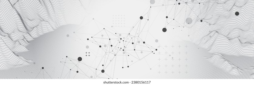 Abstrakter Wireframe-Berg-Hintergrund. Moderne Kunstelemente aus Wissenschaft oder Technik. Oberflächengrafik. Vektorgrafik