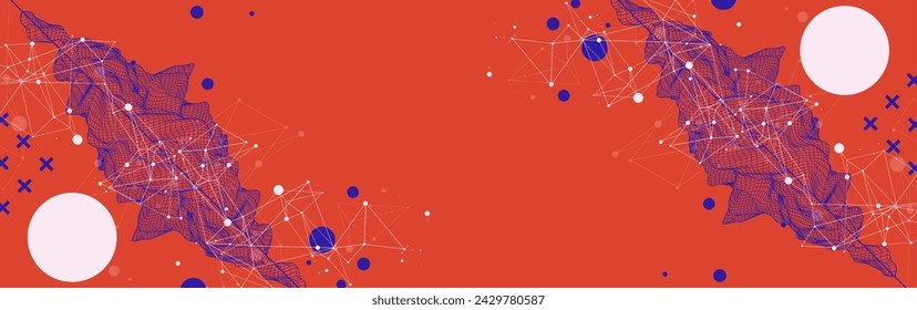 Abstract wireframe mountain background. Modern science or technology art elements. Surface illustration. Hand drawn vector.