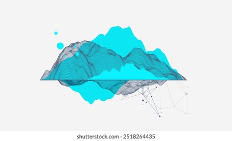Fondo Abstractas de la montaña del wireframe. Elementos de arte de ciencia o tecnología moderna. Ilustración de superficie. Vector dibujado a mano.
