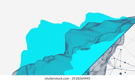 Abstract wireframe mountain background. Modern science or technology art elements. Surface illustration. Hand drawn vector.