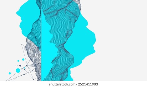 Fondo Abstractas de la montaña del wireframe. Elementos de arte de ciencia o tecnología moderna. Ilustración de superficie. Vector dibujado a mano.