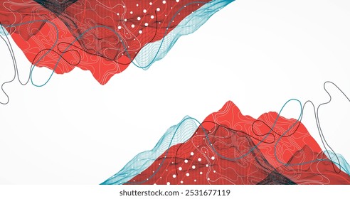 Abstract wireframe mountain background. Modern science or technology art elements. Surface illustration. Hand drawn vector.