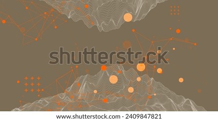 Abstract wireframe mountain background. Modern science or technology art elements. Surface illustration. Hand drawn vector.