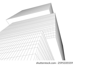 Abstract Wireframe Skyscrapers – Geometric 3D Architectural Structures with Futuristic Perspective
