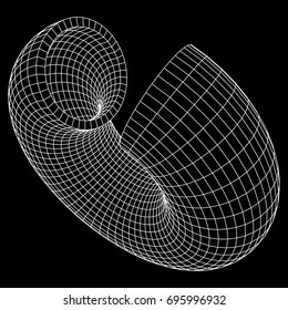 Abstract wireframe slice torus donut. Vector technology background. Connection design template.