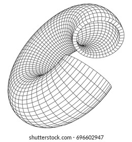 Abstract wireframe slice torus donut. Vector technology background. Connection design template.