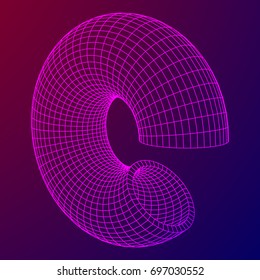 Abstract wireframe slice torus donut. Vector technology background. Connection design template.