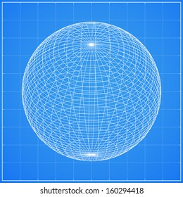 Abstract wireframe of sphere, original globe element - Vector illustration