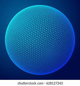 Abstract wireframe sphere. Vector technology background. Connection design template.