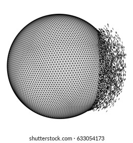 Abstract wireframe sphere. Vector technology background. Connection design template.