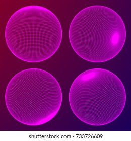 Abstract wireframe sphere. Vector technology background. Connection design template.