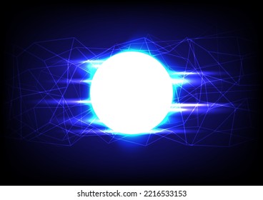 Abstract wireframe technology with glowing tail of shining laser stream vector design.