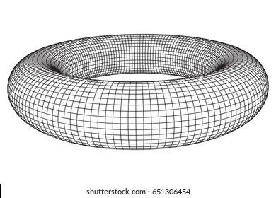 Abstract wireframe torus donut. Vector technology background. Connection design template.