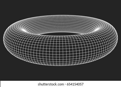 Abstract wireframe torus donut. Vector technology background. Connection design template.