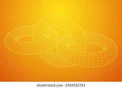 Abstract wireframe torus donuts. Vector technology background. Connection design template.