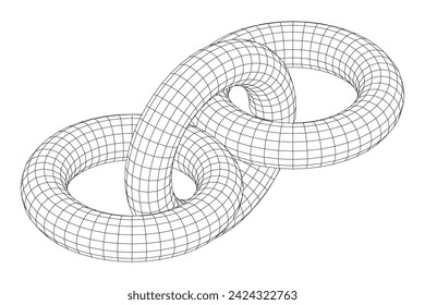 Abstract wireframe torus donuts. Vector technology background. Connection design template.