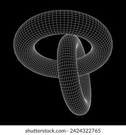 Abstract wireframe torus donuts. Vector technology background. Connection design template.