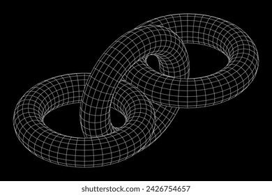 Abstract wireframe torus donuts. Vector technology background. Connection design template.