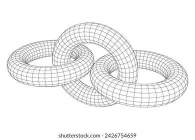 Abstract wireframe torus donuts. Vector technology background. Connection design template.