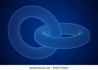 Abstract wireframe torus donuts. Vector technology background. Connection design template.