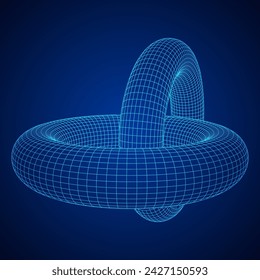 Abstract wireframe torus donuts. Vector technology background. Connection design template.