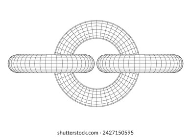 Abstract wireframe torus donuts. Vector technology background. Connection design template.