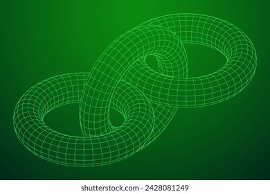 Abstract wireframe torus donuts. Vector technology background. Connection design template.