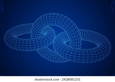 Abstract wireframe torus donuts. Vector technology background. Connection design template.