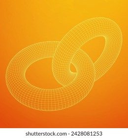 Abstract wireframe torus donuts. Vector technology background. Connection design template.