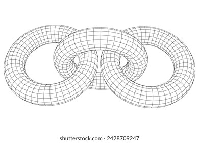 Abstract wireframe torus donuts. Vector technology background. Connection design template.