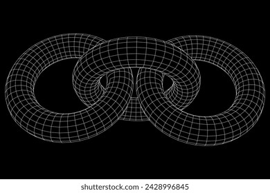 Abstract wireframe torus donuts. Vector technology background. Connection design template.