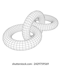 Abstract wireframe torus donuts. Vector technology background. Connection design template.