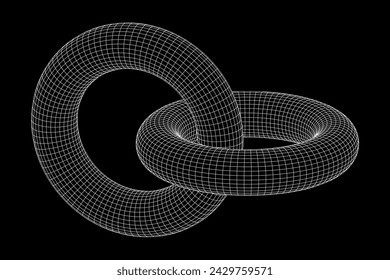 Abstract wireframe torus donuts. Vector technology background. Connection design template.