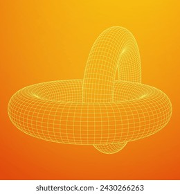 Abstract wireframe torus donuts. Vector technology background. Connection design template.