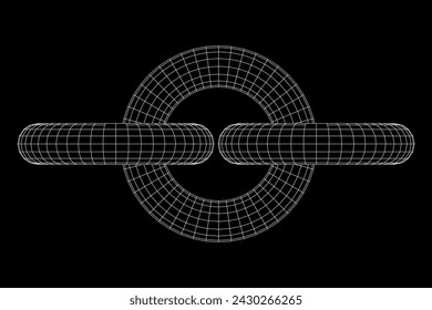 Abstract wireframe torus donuts. Vector technology background. Connection design template.