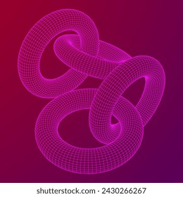 Abstract wireframe torus donuts. Vector technology background. Connection design template.