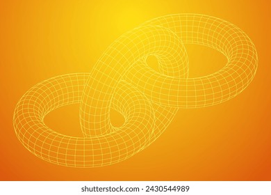 Abstract wireframe torus donuts. Vector technology background. Connection design template.