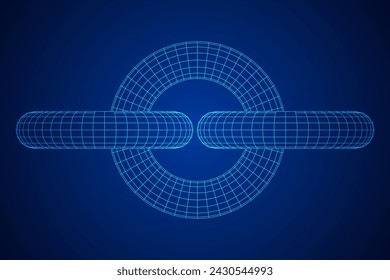 Abstract wireframe torus donuts. Vector technology background. Connection design template.