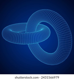 Abstract wireframe torus donuts. Vector technology background. Connection design template.