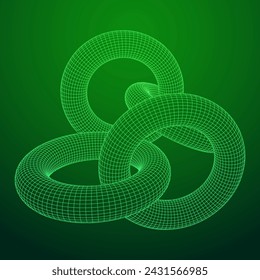 Abstract wireframe torus donuts. Vector technology background. Connection design template.