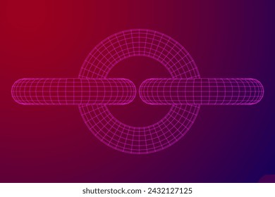 Abstract wireframe torus donuts. Vector technology background. Connection design template.