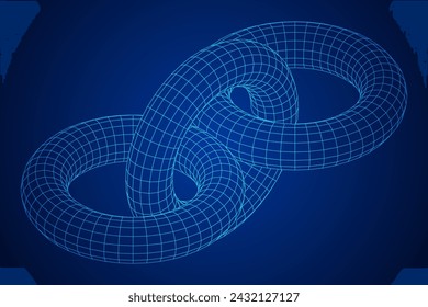 Abstract wireframe torus donuts. Vector technology background. Connection design template.