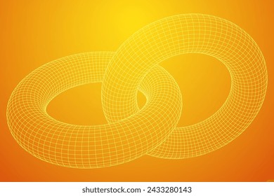 Abstract wireframe torus donuts. Vector technology background. Connection design template.