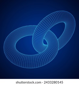 Abstract wireframe torus donuts. Vector technology background. Connection design template.