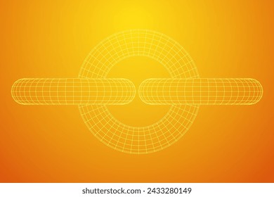 Abstract wireframe torus donuts. Vector technology background. Connection design template.