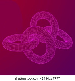 Abstract wireframe torus donuts. Vector technology background. Connection design template.